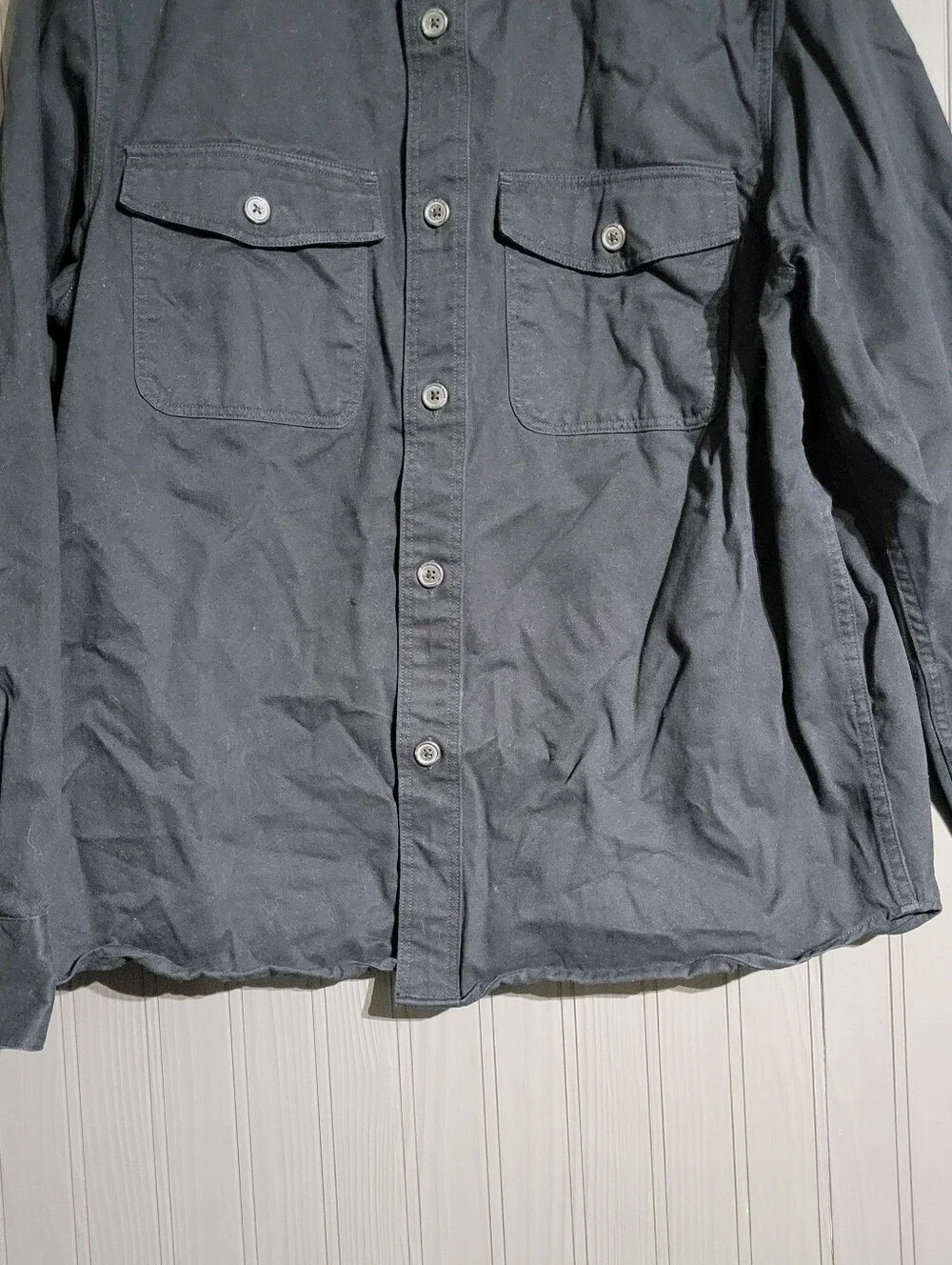 Banana Republic Long Sleeve Utility Shirt Standard Fit Black Men's Medium